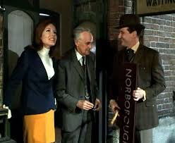 Diana Rigg, John Laurie and Patrick MacNee in episode 'A funny thing happened on the way to the station' of The Avengers. | Emma peel, Avengers, Avengers images